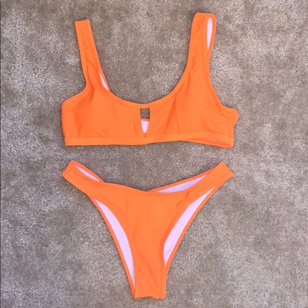 Neon orange bikini set